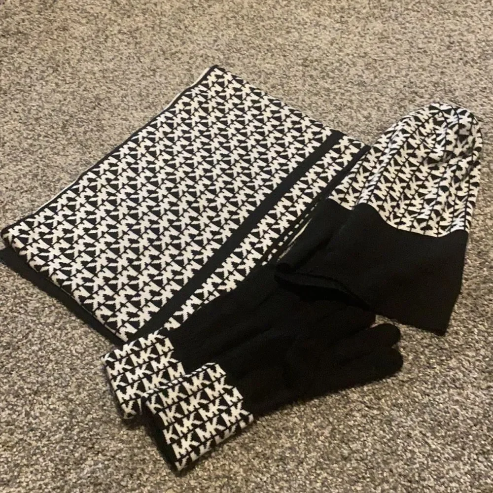 Michael Kors scarf, gloves and beanie set